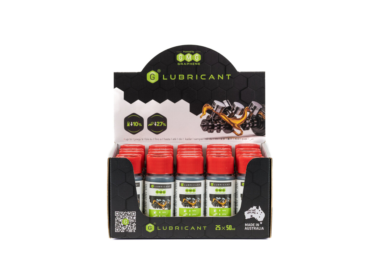 G® LUBRICANT retail display and product bottle