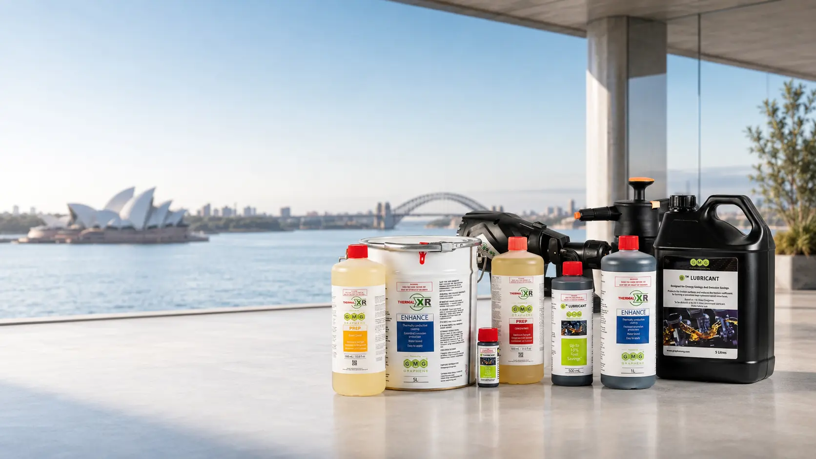 GMG product range on an Australian waterfront setting