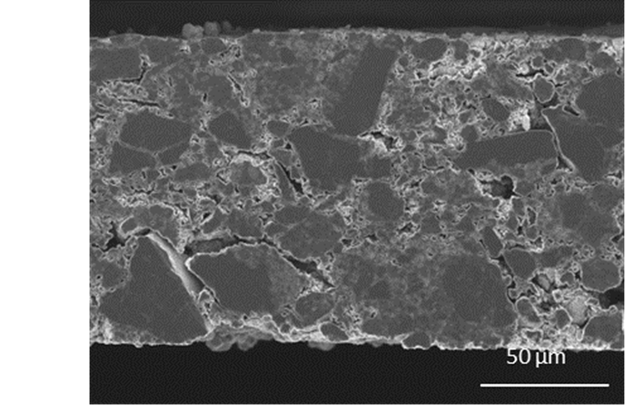Cross-section image of SUPA G material with wide-beam argon ion polishing